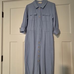 MELLODAY Light Blue Long Sleeve Shirt Dress